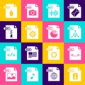 Set WAV file document, XML, OBJ, MAX, ZIP, EPS and PPT icon. Vector Royalty Free Stock Photo
