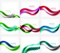 Set of wave blurred colorful stripe backgrounds, digital techno bright color abstract backgrounds template. Collection Royalty Free Stock Photo