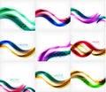 Set of wave blurred colorful stripe backgrounds, digital techno bright color abstract backgrounds template. Collection Royalty Free Stock Photo