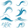 Set of wave symbols.