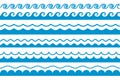 Set waves seamless pattern vector. Ocean sea water blue wave Ã¢â¬â vector Royalty Free Stock Photo