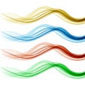 Set of waves on a white background, green, blue, yellow, red Royalty Free Stock Photo