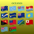 set of waving flags of Oceania