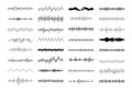 Set of waving, vibration and pulsing lines. Graphic design elements for financial monitoring, medical equipment, music