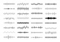 Set of waving, vibration and pulsing lines. Graphic design elements for financial monitoring, medical equipment, music