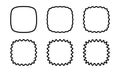 Set of wavy squircles or square frames with rounded borders. Simple geometric curvy shapes isolated on white background