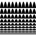 A set of wavy zigzag horizontal wiggly lines