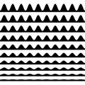 A set of wavy zigzag horizontal wiggly lines