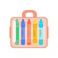 Set of wax crayons Flat vector illustration on white background