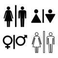 Set of WC icons. Gender icon. Washroom icon. Man and woman icon isolated on white background. Vector illustration.
