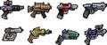 Set of weapon icons in pixel style Royalty Free Stock Photo