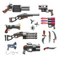 Set of Weapons with Flowers for you Design and Computer Game