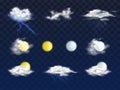 Weather forecast 3d icons realistic vector set Royalty Free Stock Photo