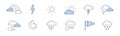 Set of weather forecast doodle icons collection