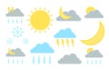 Set of weather forecast illustration. climate icon sign.