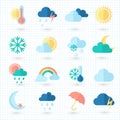 Set of weather icons on blueprint Royalty Free Stock Photo