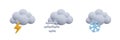 Set of weather icons with clouds. Sign lightning, fog, snow Royalty Free Stock Photo