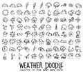 Set of Weather icons Drawing illustration Hand drawn doodle Sketch line vector eps10 Royalty Free Stock Photo