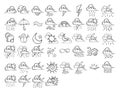 Set of Weather icons Drawing illustration Hand drawn doodle Sketch line vector eps10 Royalty Free Stock Photo