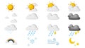 Set of weather icons isolated on white background. realistic objects. Plasticine style Royalty Free Stock Photo