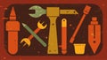 A set of weathered wellused tools embodying the idea of perseverance through hard work.. Vector illustration. Royalty Free Stock Photo