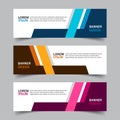 Set of 3 web banner campaign template with different color variants and settings in one template. Modern abstract design for