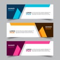 Set of 3 web banner campaign template with different color variants and settings in one template. Modern abstract design for