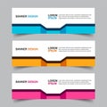 Set of 3 web banner campaign template with different color variants and settings in one template. Modern abstract design for