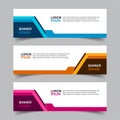 Set of 3 web banner campaign template with different color variants and settings in one template. Modern abstract design for