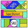 Set of Web banner templates. Abstract creative concept vector comics pop art style. Royalty Free Stock Photo