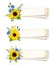 Vector web banners with blue and yellow flowers Royalty Free Stock Photo