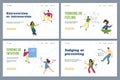 Set of web banners comparing MBTI personality types, flat vector illustration. Royalty Free Stock Photo