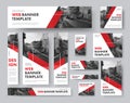 Set of web banners of different sizes with diagonal red elements