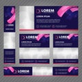 Set of web banners in standard sizes. Vector Abstract Templates design With background and header, diagonal stripes and button. Royalty Free Stock Photo