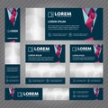 Set of web banners in standard sizes. Vector Abstract Templates design With background and header, diagonal stripes and button. Royalty Free Stock Photo