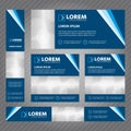 Set of web banners in standard sizes. Vector Abstract Templates design With background and header, diagonal stripes and button. Royalty Free Stock Photo