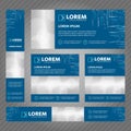 Set of web banners in standard sizes. Vector Abstract Templates design With background and header, diagonal stripes and button. Royalty Free Stock Photo