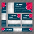 Set of web banners in standard sizes. Vector Abstract Templates design With background and header, diagonal stripes and button. Royalty Free Stock Photo