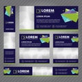 Set of web banners in standard sizes. Vector Abstract Templates design With background and header, diagonal stripes and button. Royalty Free Stock Photo