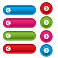 Set of web buttons with arrows, colorful long round buttons. Vector Royalty Free Stock Photo