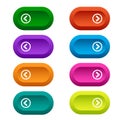 Set of web buttons with arrows, colorful long round buttons. Vector Royalty Free Stock Photo