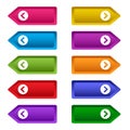 Set of web buttons with arrows, colorful long buttons. Vector Royalty Free Stock Photo