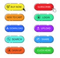 Set of web buttons. Buy now, Add to cart button. Vector illustration. Royalty Free Stock Photo