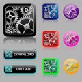 Set web buttons with gears Royalty Free Stock Photo