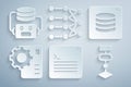 Set Web developer programming code, Server, Data, Neural network, Algorithm, and Artificial intelligence robot icon Royalty Free Stock Photo