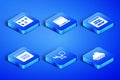 Set Web development, Browser files, Debugging, Binary code, Laptop and MySQL icon. Vector