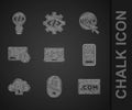 Set Web development, Computer mouse, UI or UX design, Cloud computing lock, Website statistic, and Front end icon Royalty Free Stock Photo