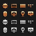 Set Web development, Site map, Front end, UI or UX design, Computer mouse, Color palette guide, and icon. Vector Royalty Free Stock Photo