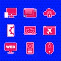 Set Web development, UI or UX design, Computer mouse, Website template, and graphic, Cloud computing lock and Monitor Royalty Free Stock Photo