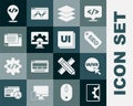 Set Web development, UI or UX design, SEO optimization, Layers, Front end and icon. Vector Royalty Free Stock Photo